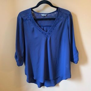 Papermoon for Stitch Fix Navy blouse with lace